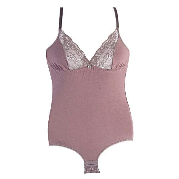 Памучно боди с тънки презрамки Skin dark ash