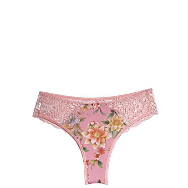 Дамска дантелена бразилиана в праскова Flora chic