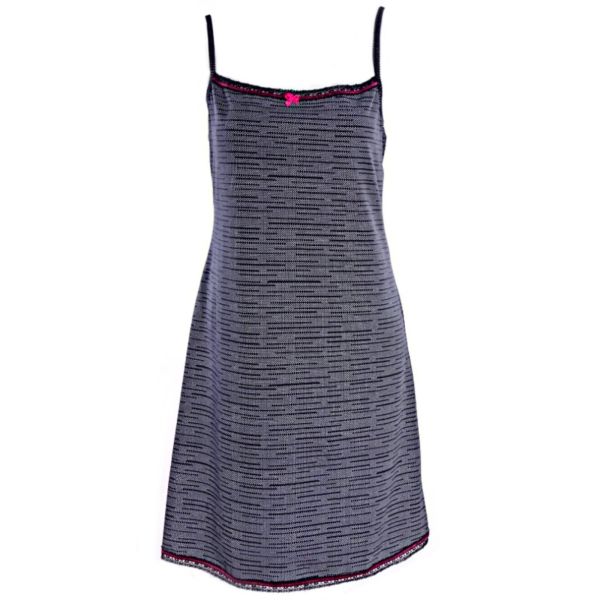 Памучна нощница с тънки презрамки Black pixels