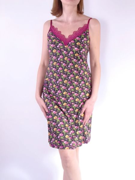 Floral Print Nightdress with Lace Straps Flora strap