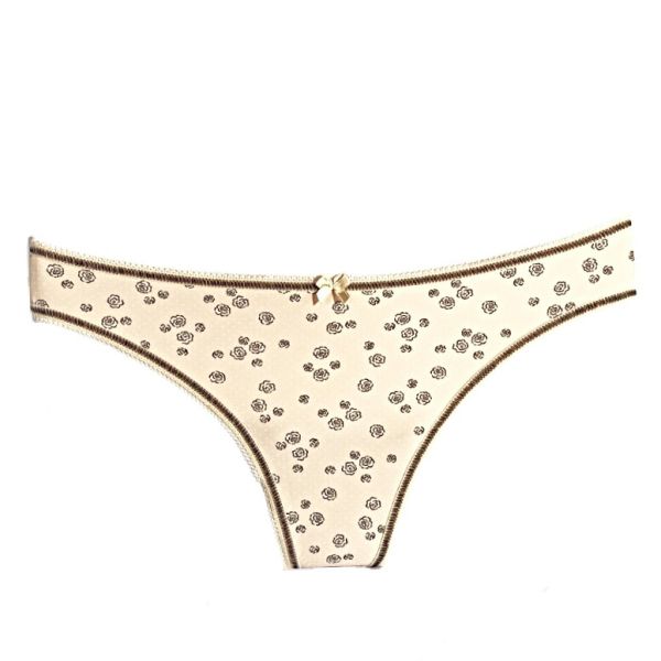 Low rise string with print Beige rose