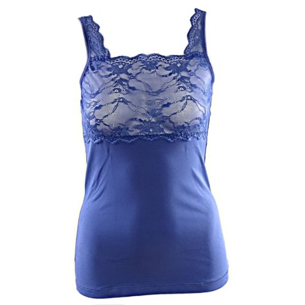 Потник с тънки презрамки памук/дантела Blue lace