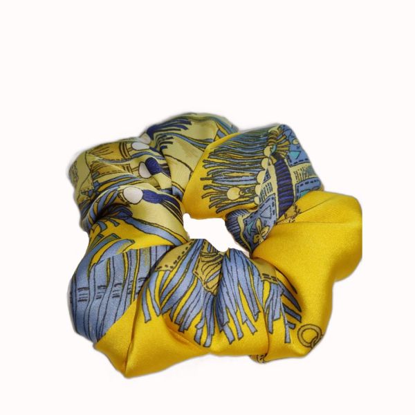 Скрънчи -ластик за коса от сатен Yellow summer