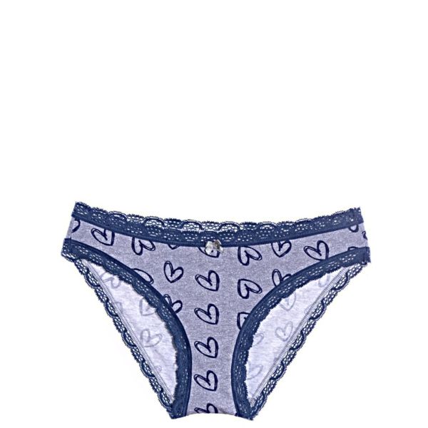 Cotton bikini with print Petrol hearts