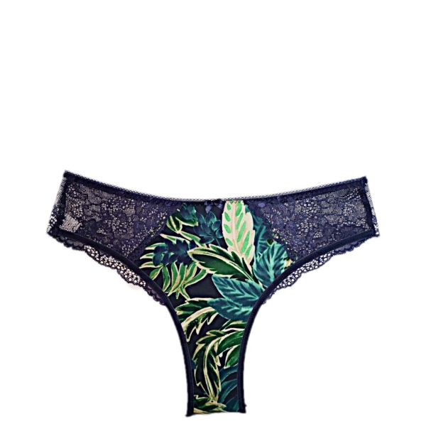 Дълбоки бразилиани с щампа и дантела Tropicana