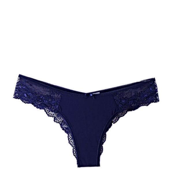 Sexy brazilian in lace and microfiber in dark blue Lady