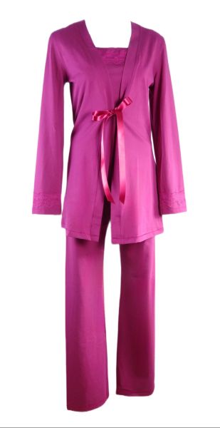 Comfy bordo elegant 3-piece pajama set for women