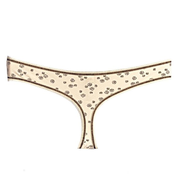 Low rise string with print Beige rose