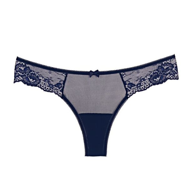 Sexy brazilian in lace and microfiber in dark blue Lady