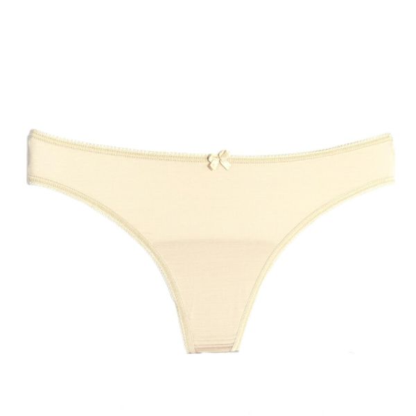 Nude string in microfiber Beige