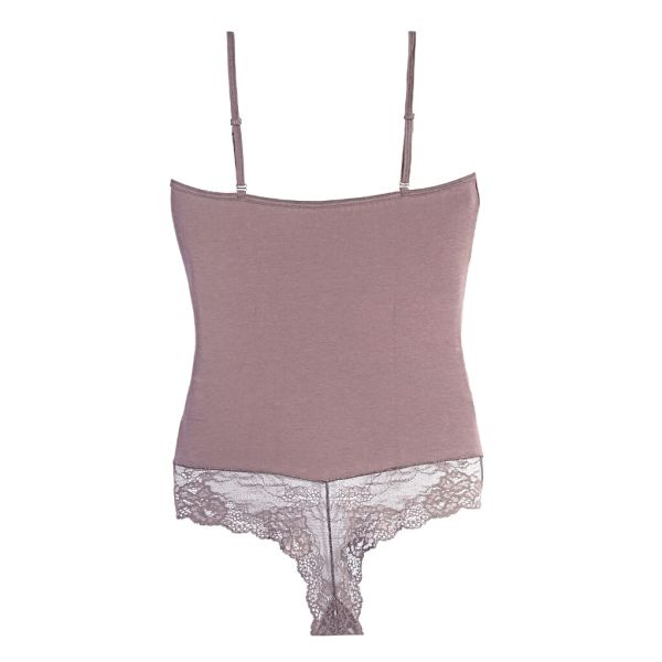 Cotton bodysuit with lace accents Choice dark ash