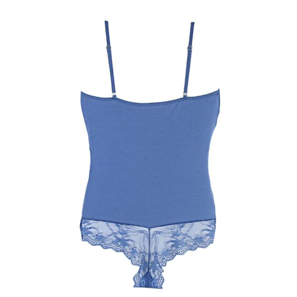 Bodysuit in cotton with thin straps Choice blue