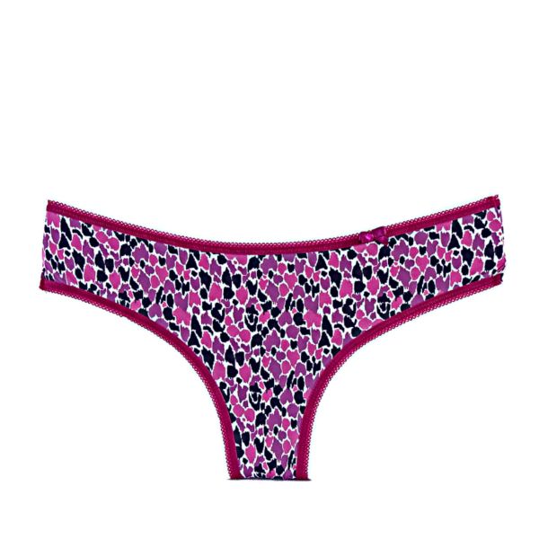 Microfiber brazilian with cute print Burgundy spots