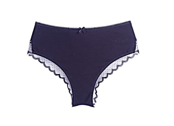 High waist brazilian with cotton and lace Clear 