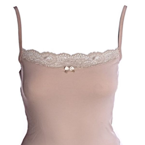 Body in cotton with lace accents Choice beige