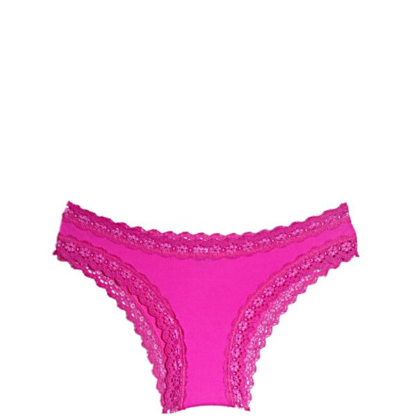 Bikini with lace accents in cyclamen Fines