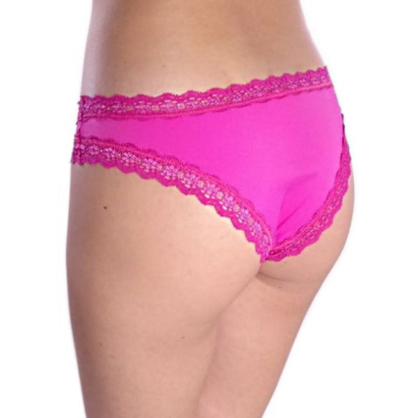 Bikini with lace accents in cyclamen Fines