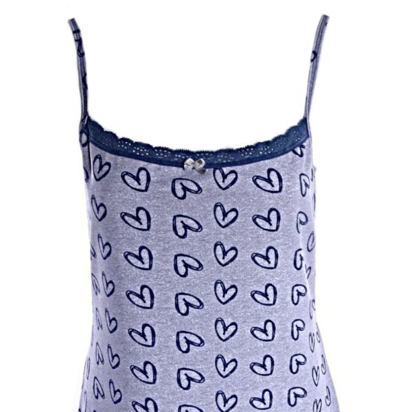 Cotton nightgown with thin straps Petrol hearts