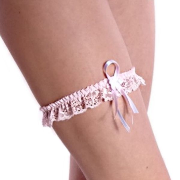 Bridal garter in pink Big bow