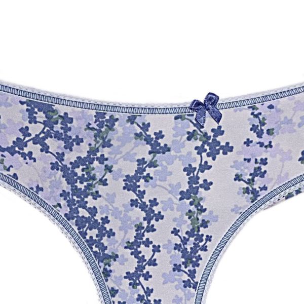 Microfiber brazilian with print Blue flowers