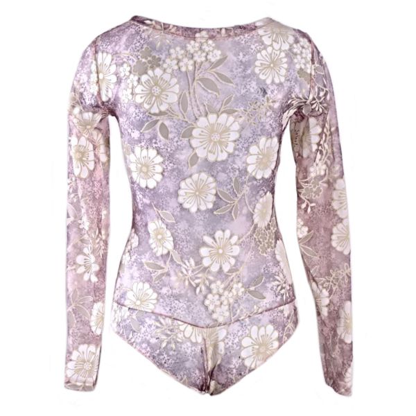 Elegant bodysuit with long sleeves Nude flowers