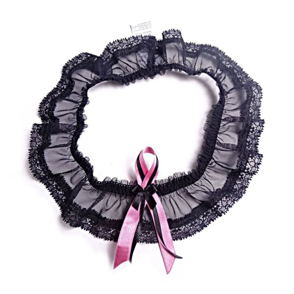 Sexy leg garter in black Cute pink bow