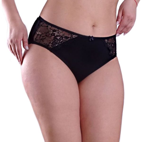 Дълбоки памучни бикини с дантела High