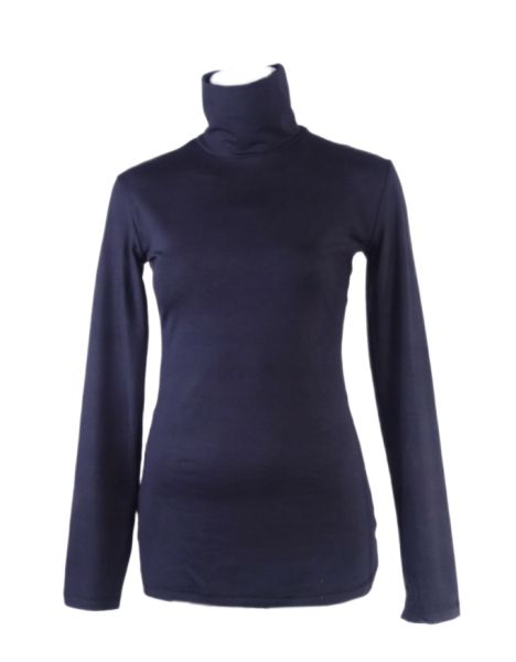 Women's blouse with a high polo collar made of micromodal in black Easy wear
