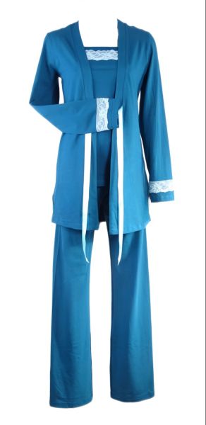 Luxurious 3-piece women's pajamas Comfy petrol