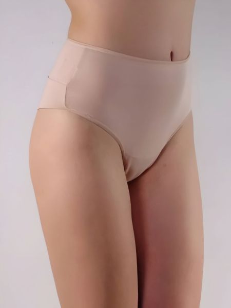 High-waisted cotton brazilian briefs in beige color Cotton comfort
